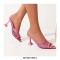 Peep Toe Thin Kitten Heels Mesh Slippers Sandals - Pink
