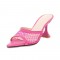 Peep Toe Thin Kitten Heels Mesh Slippers Sandals - Pink