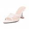 Peep Toe Thin Kitten Heels Mesh Slippers Sandals - White