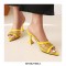 Peep Toe Thin Kitten Heels Mesh Slippers Sandals - Yellow
