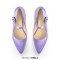 Pointed Toe Platforms Chunky Heels Mary Janes Pumps - Purple Satin