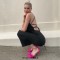 Pointed Toe Ankle Buckle Straps Stiletto Heels Tulle Decorated Prom Wedding Pumps - Rose Satin