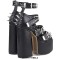 Peep Toe Rivet Decorated Punk Gothic Style Platforms Chunky Heels Ankle Buckle T Straps Sandals - Black Faux Leather