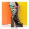 Chunky Heels Round Toe Lace Up Butterfly Wings Platforms Boots with Zipper - Black