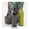 Chunky Heels Round Toe Lace Up Butterfly Wings Platforms Boots with Zipper - Black