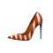 Patent Leather US Patriotic Flag Printed Pointed Toe Stiletto Heels - Blue Red White