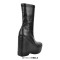 Round Toe Platforms Side Zipper Soft Ankle Highs Wedges Boots - Black Leather