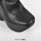 Round Toe Platforms Side Zipper Soft Ankle Highs Wedges Boots - Black Leather
