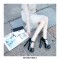 Peep Toe Chunky Heels Platforms Mary Janes Pumps - Black