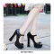Peep Toe Chunky Heels Platforms Mary Janes Pumps - Black
