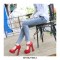 Peep Toe Chunky Heels Platforms Mary Janes Pumps - Red
