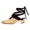 Soft Pointed Toe Classics Crosstied Genuine Leather Strange Heels Retro Sandals - Gold Leather