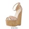 Peep Toe Ankle Buckle Straps Platforms Wedges Sandals - Beige