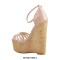 Peep Toe Ankle Buckle Straps Platforms Wedges Sandals - Beige
