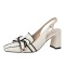 Square Toe Chunky Heels Slingback French Retro Sandals - Beige