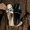 Square Toe Chunky Heels Slingback French Retro Sandals - Black