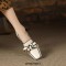 Square Toe Chunky Heels Slingback French Retro Pumps - Beige
