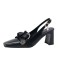 Square Toe Chunky Heels Slingback French Retro Sandals - Black