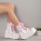 Round Toe Lace Up Platforms Ankle Highs Wedges Punk Boots - Black Faux Leather