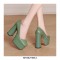 Square Toe Chunky Heels Platforms Serpentine Pumps - Green