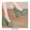 Square Toe Chunky Heels Platforms Serpentine Pumps - Green