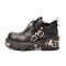 Metal Toe Platforms Gothic Punk Style Flats Buckle Straps Zipper Loafers