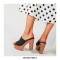 Chunky Heels Platform Peep Toe Mules Outdoor Sandals  - Black