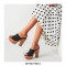 Chunky Heels Platform Peep Toe Mules Outdoor Sandals  - Black