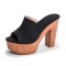 Chunky Heels Platform Peep Toe Mules Outdoor Sandals  - Black