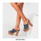 Chunky Heels Platform Peep Toe Mules Outdoor Sandals  - Blue