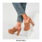 Chunky Heels Platform Peep Toe Mules Outdoor Sandals  - Brown