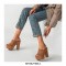 Chunky Heels Platform Peep Toe Mules Outdoor Sandals  - Brown