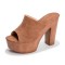 Chunky Heels Platform Peep Toe Mules Outdoor Sandals  - Brown
