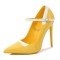 Pointed Toe Stiletto Heels French Maid Mary Janes Patent Pumps - Yellow