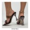 Peep Toe PVC Transparent Spike Heels Crystal Flower Sandals Slippers - Purple
