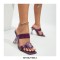 Peep Toe PVC Transparent Spike Heels Crystal Flower Sandals Slippers - Purple