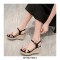 Peep Toe Platforms Ankle Buckle Straps Flowers Wedges Sandals - Black