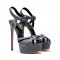 Italian Heels Ankle Straps Peep Toe Platform Patent Stiletto Sandals - Dark Gray
