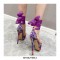 Peep Toe Floral Design Platforms Ankle Lace-Up Straps Sandals - Purple