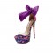 Peep Toe Stiletto Heels Platforms Ankle Ribbon Flowers Pumps - Purple