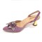 Peep Toe Rhinestones Glitters Cube Heels Slingback Sandals Pumps  - Pink Synthetic