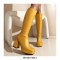 Square Toe Chunky Heels Metallic Pastel Platforms Knee High Zipper Boots - Yellow