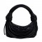 Line Weave Strapped Design Shoulder Bags - Black
