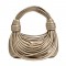 Line Weave Strapped Design Shoulder Bags - Gold