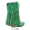 Pointed Toe Knee High Chunky Heels Western Style Tassel Cowboy Boots - Green Flock