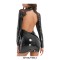 Wetlook Backless Patent Latex Pole Dance Nightclub Long Sleeve Dress - Black