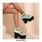 Chunky Heels Round Toe Ankle Buckle Straps Mary Janes Platforms Pumps - Green
