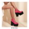 Chunky Heels Round Toe Ankle Buckle Straps Mary Janes Platforms Pumps - Pink
