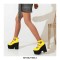 Chunky Heels Round Toe Ankle Buckle Straps Mary Janes Platforms Pumps - Yellow