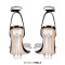 Square Open Toe Rhinestones Lace Up Strange Elegant Heels Gladiator Lace Up Sandals - Silver Faux Leather